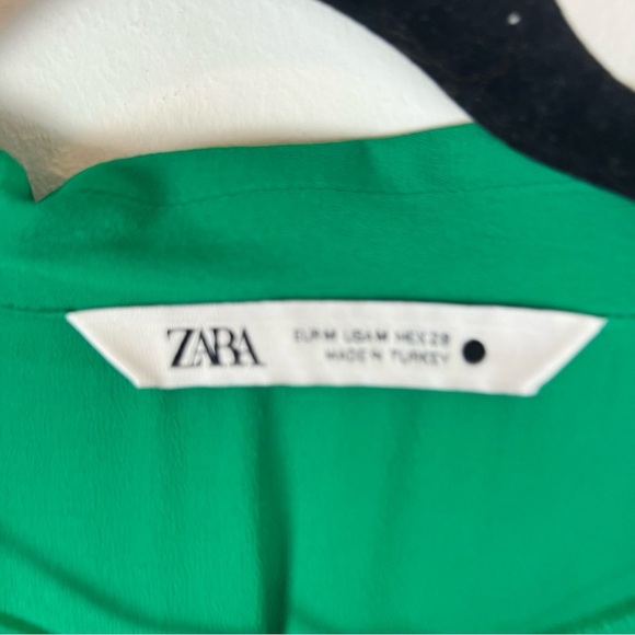 Zara Long Sleeve Knot Front Crop Top Green Size M - Picture 6 of 8